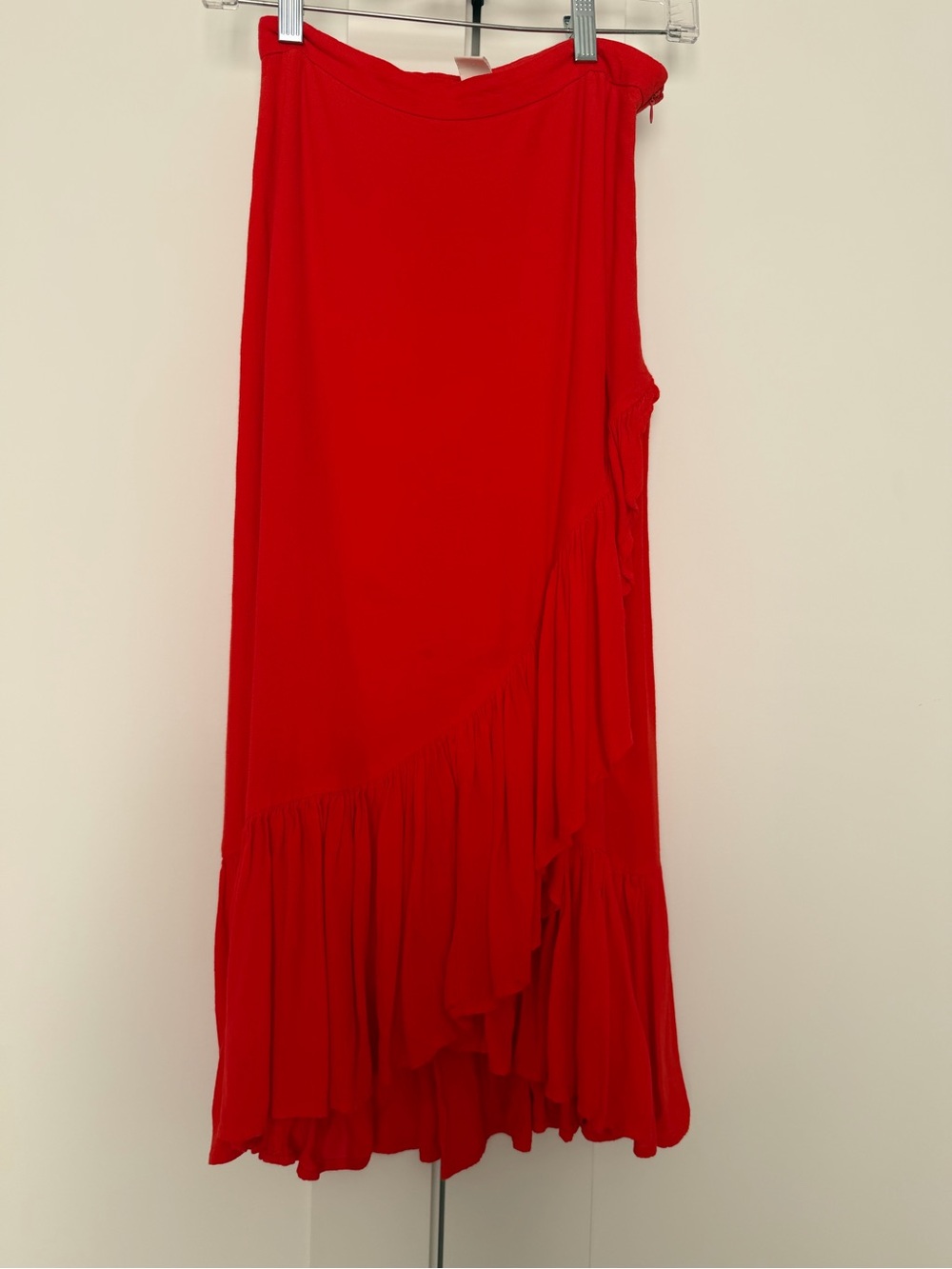 H&M Bright Red Ruffled Maxi Skirt